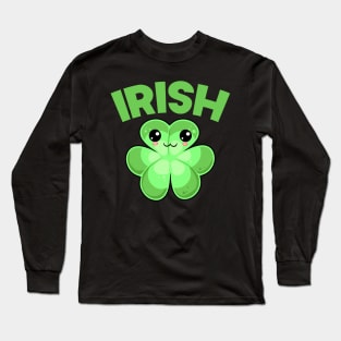 St Patricks Day Irish Kawaii Cute Clover Long Sleeve T-Shirt